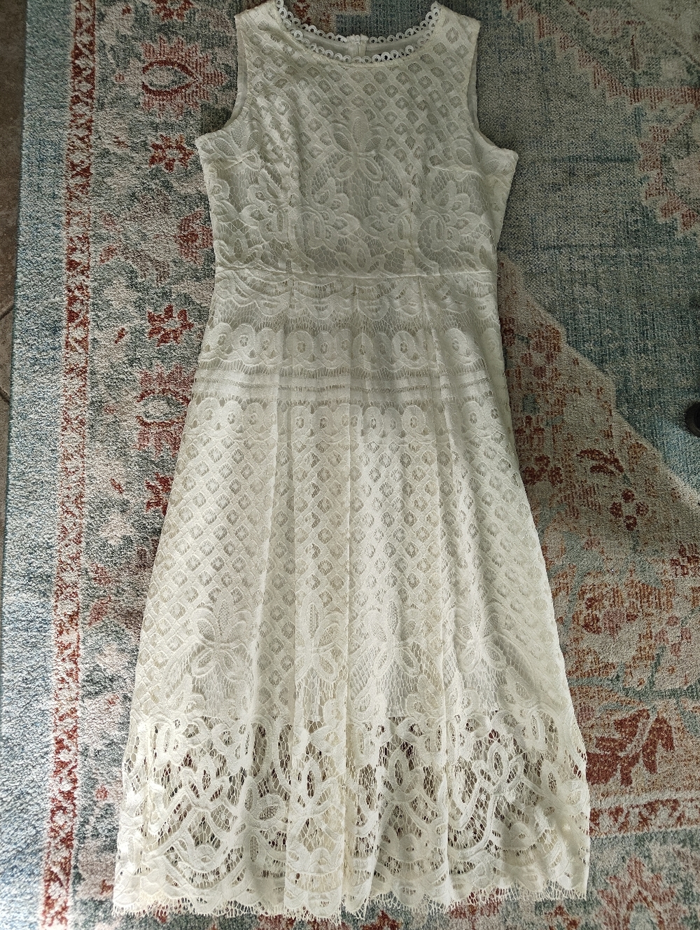 Sleeveless White Lace A-Line Dress